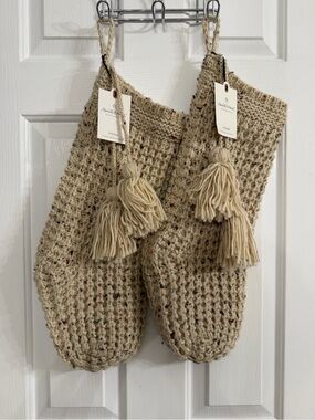 Set of 2 Hearth & Hand Magnolia Chunky Knit Tassel Christmas Stockings NWT